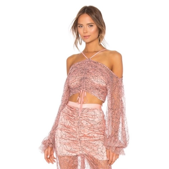 Alice McCall Rose Sugar High sheer ruched lace crop top 0 XS - Picture 3 of 11